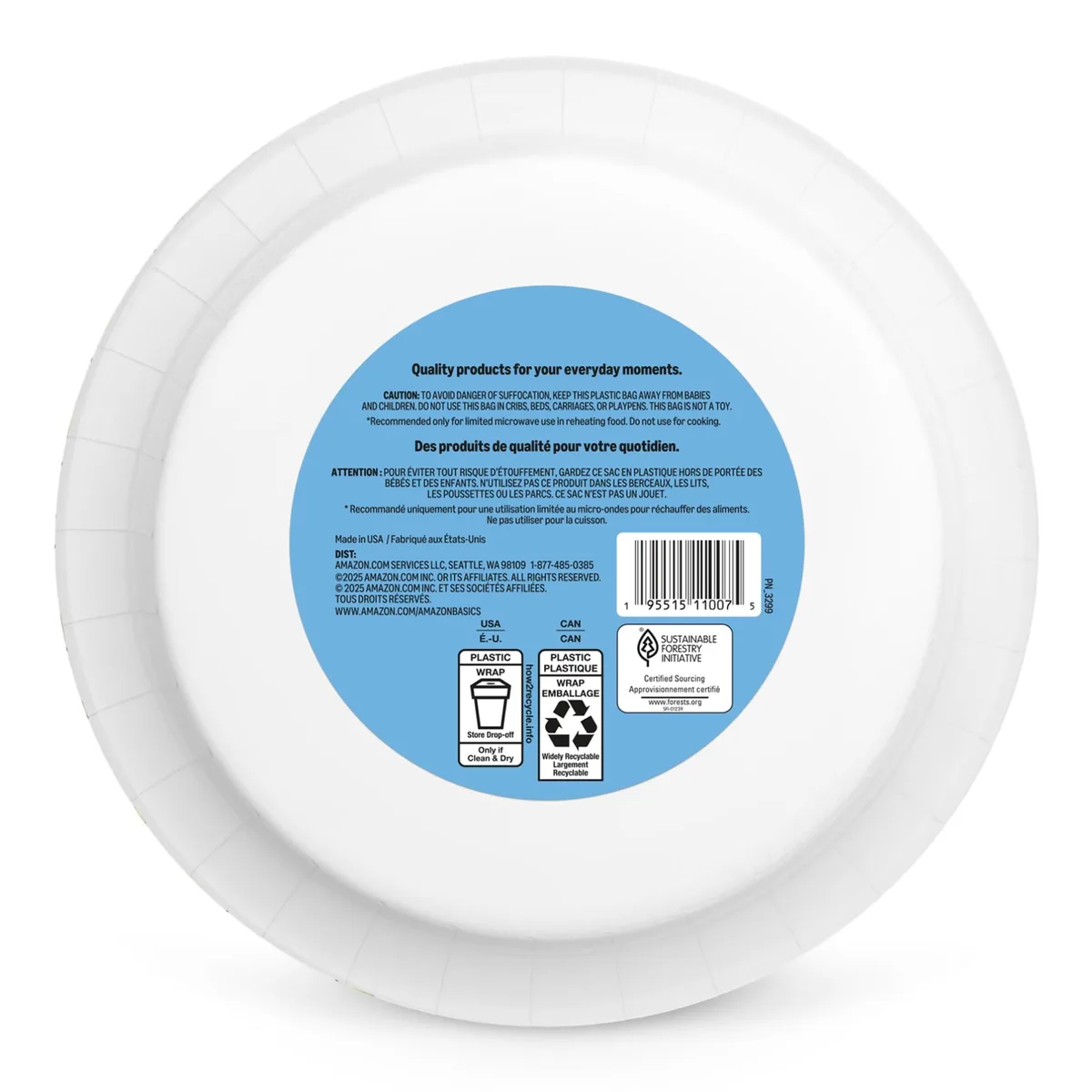 Pack of 100 rectangular paper plates, 10 inch, microwave-safe