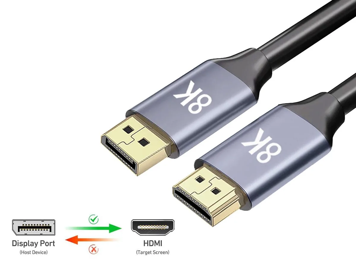 iXever iXever DisplayPort 1.4 to HDMI 2.1 Cable 6 ft Black — product photo