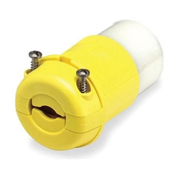 Hubbell Incorporated Hubbell Incorporated HBL23CM13 Locking Connector L5-20R 20 A 125V Yellow video accessory — product photo