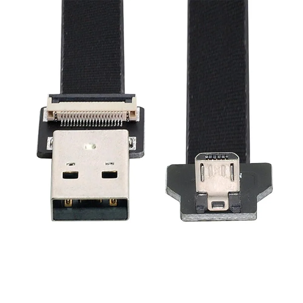 LORDWORLD LORDWORLD 0.2M Down Angled USB 2.0 Type-A to Micro USB 5Pin FPC Cable 20cm — product photo