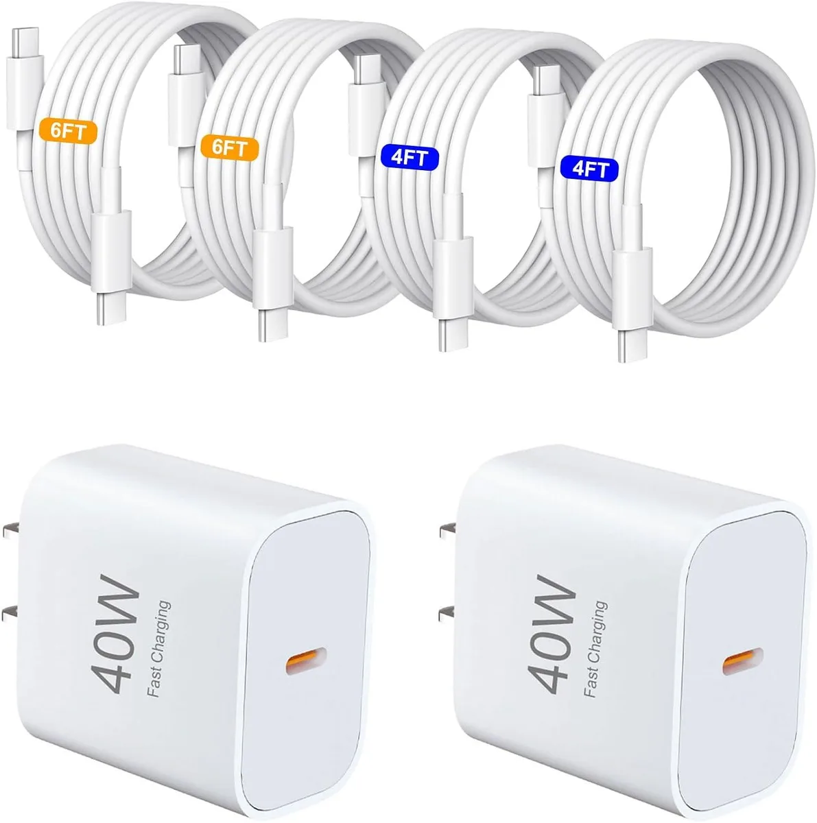 Elestur Elestur 40W USB-C Charger 2-Pack with 4FT &amp; 6FT Cables — product photo