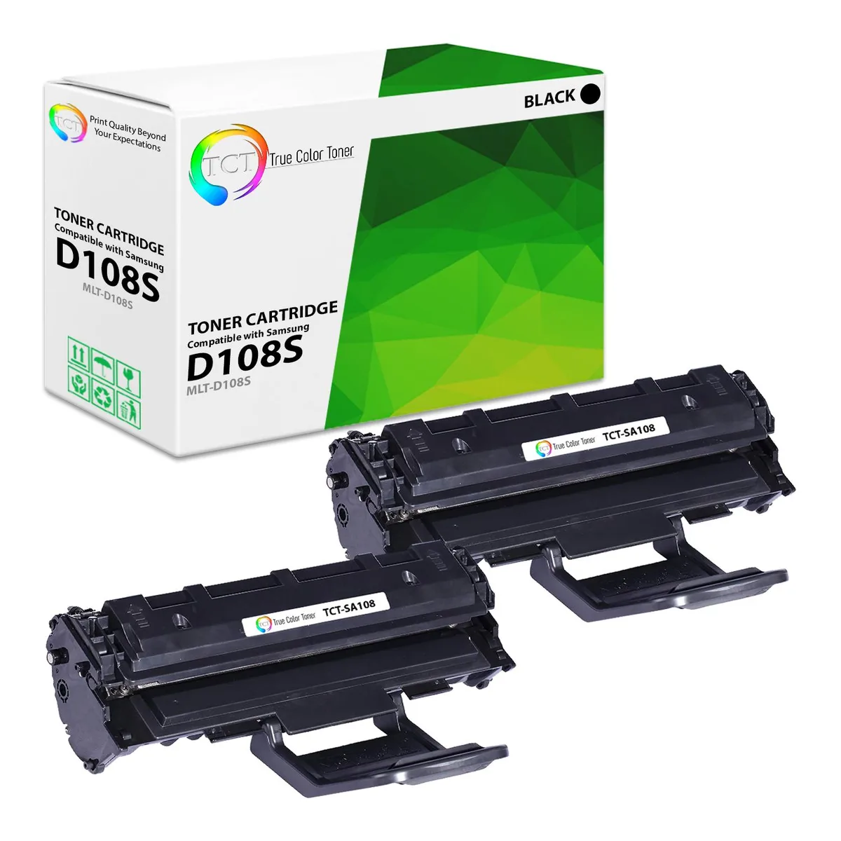 True Color Toner True Color Toner MLT-D108S Black Toner Cartridge 2 Pack 1500 Pages — product photo