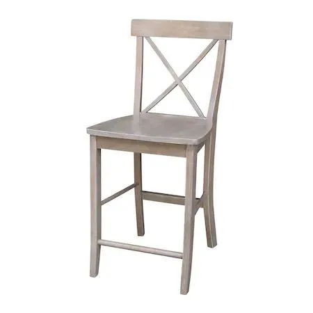 International Concepts International Concepts S09-6132 X-Back Counter Stool 24" Washed Gray Taupe — product photo