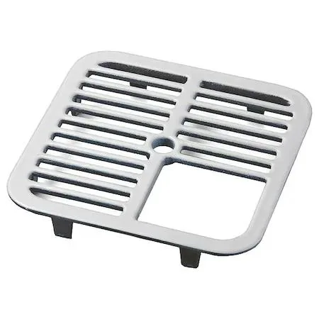 Square cast iron floor drain grate with white acid resistant finish