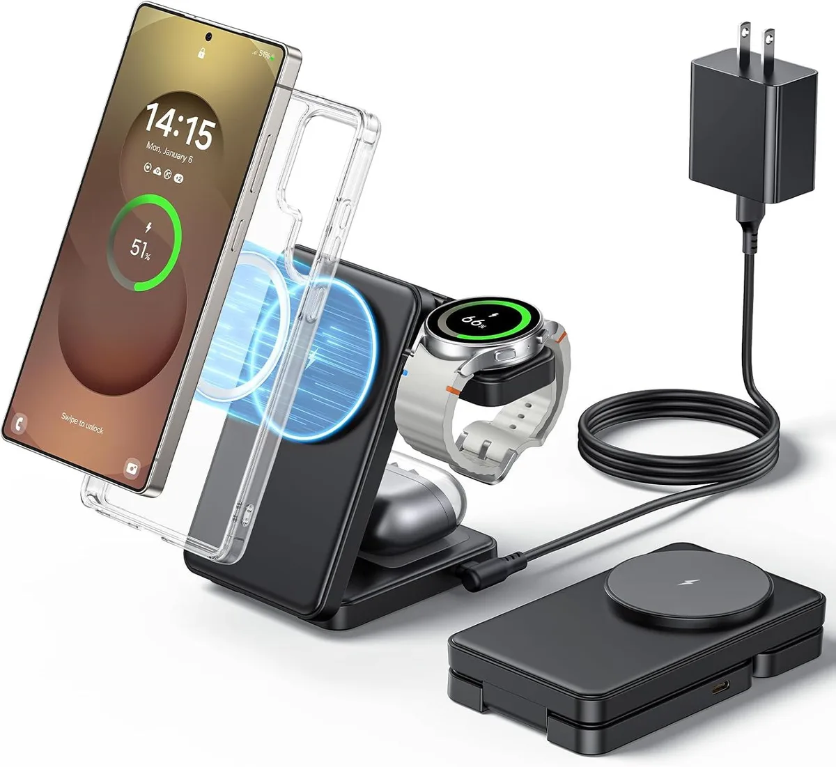 Luisport Luisport 3 in 1 Magnetic Foldable Wireless Charger — product photo