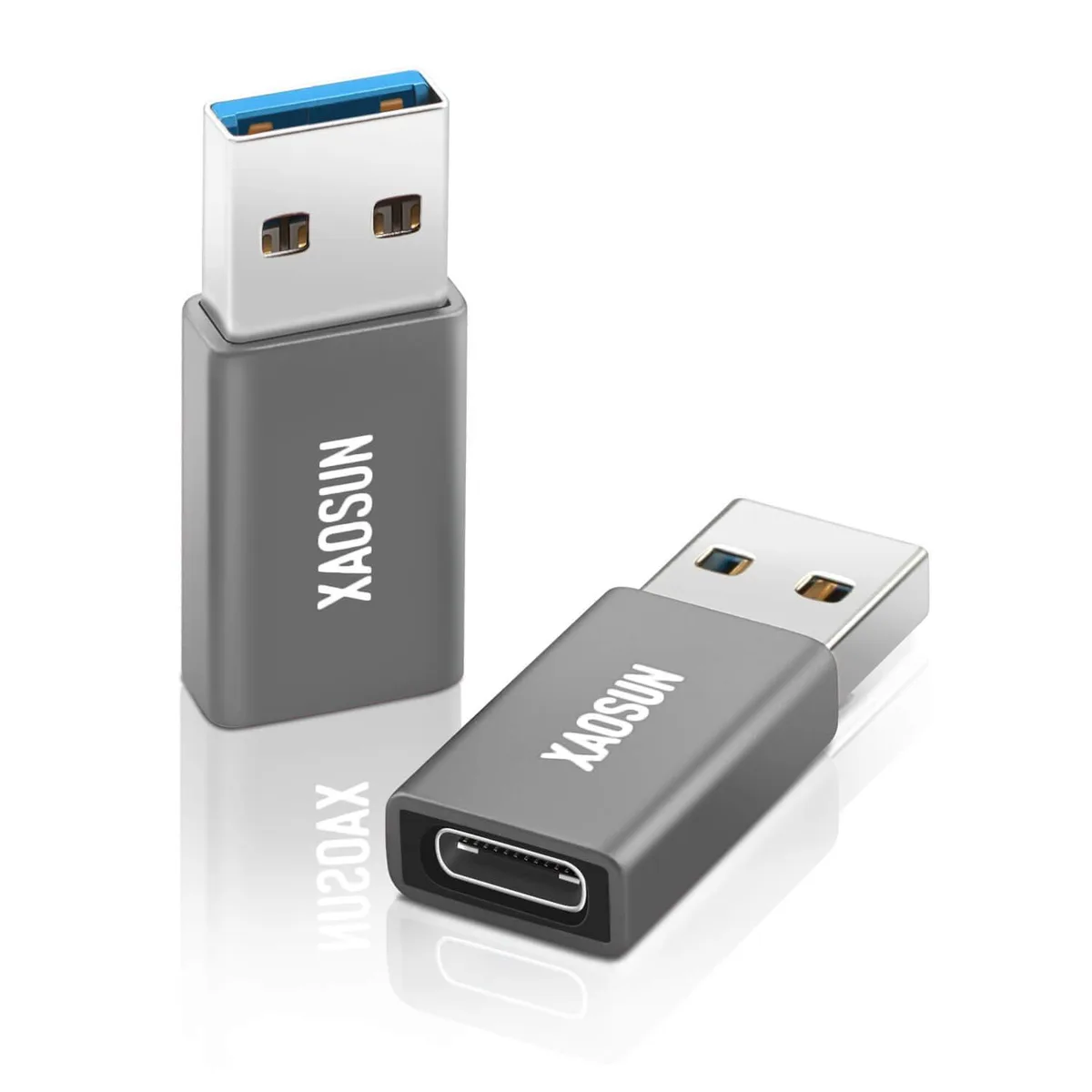 No Sew No Sew OTG-R USB C Female to USB Male Adapter 10Gbps 100W Gray 2-Pack — product photo