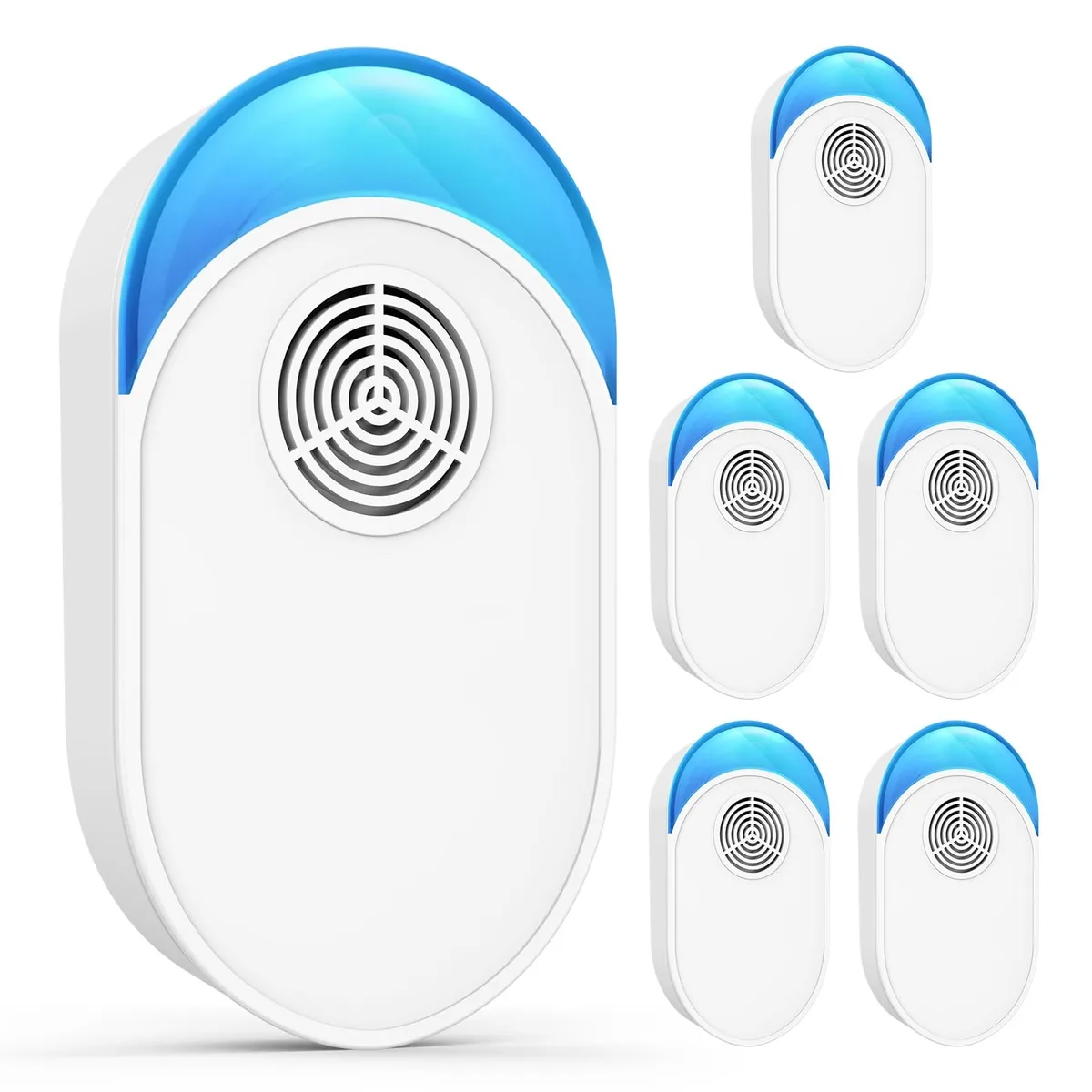 Small white plug-in pest repeller with speaker grilles