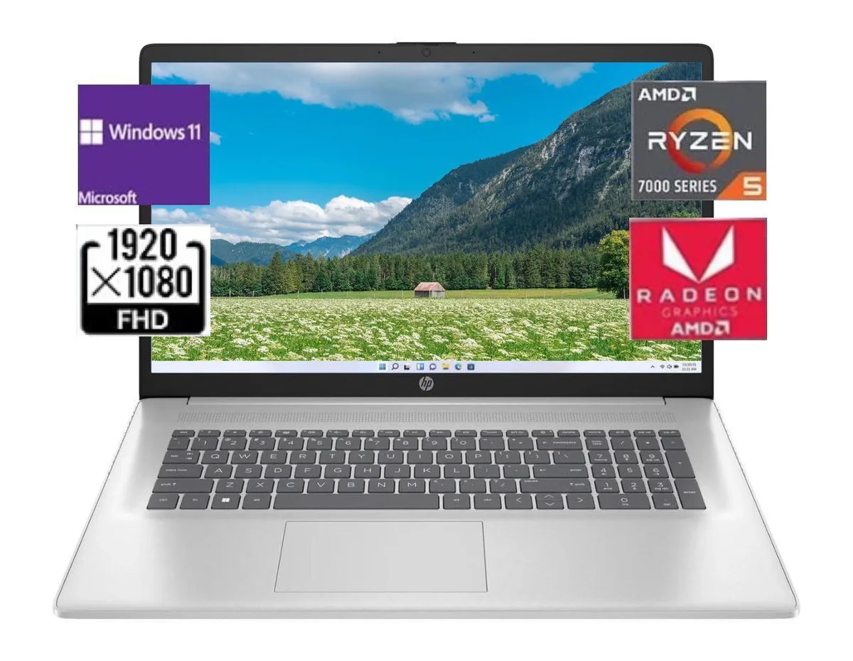 HP HP 17.3" FHD Ryzen 5 7430U 64GB DDR4 1TB SSD Windows 11 Pro Silver — product photo