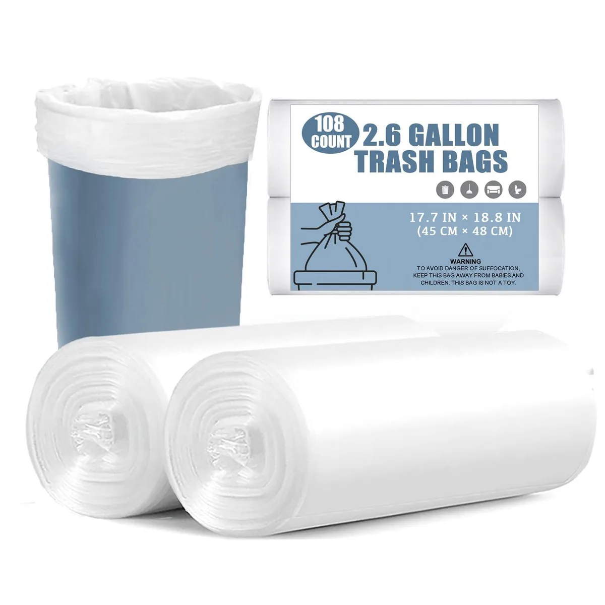  UhomeyUhao YH-4548-108 2.6 Gallon Garbage Bags 108 Count — product photo