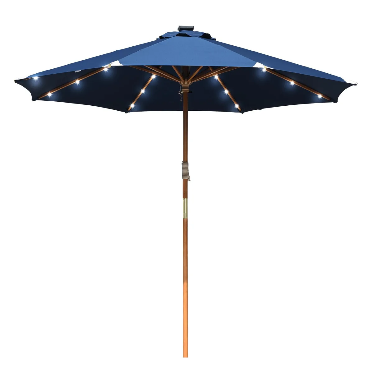 Yescom USA, Inc. Yescom USA, Inc. 07LAU006-9WDLED-NAVY 9ft patio umbrella with 32 LED solar lights — product photo