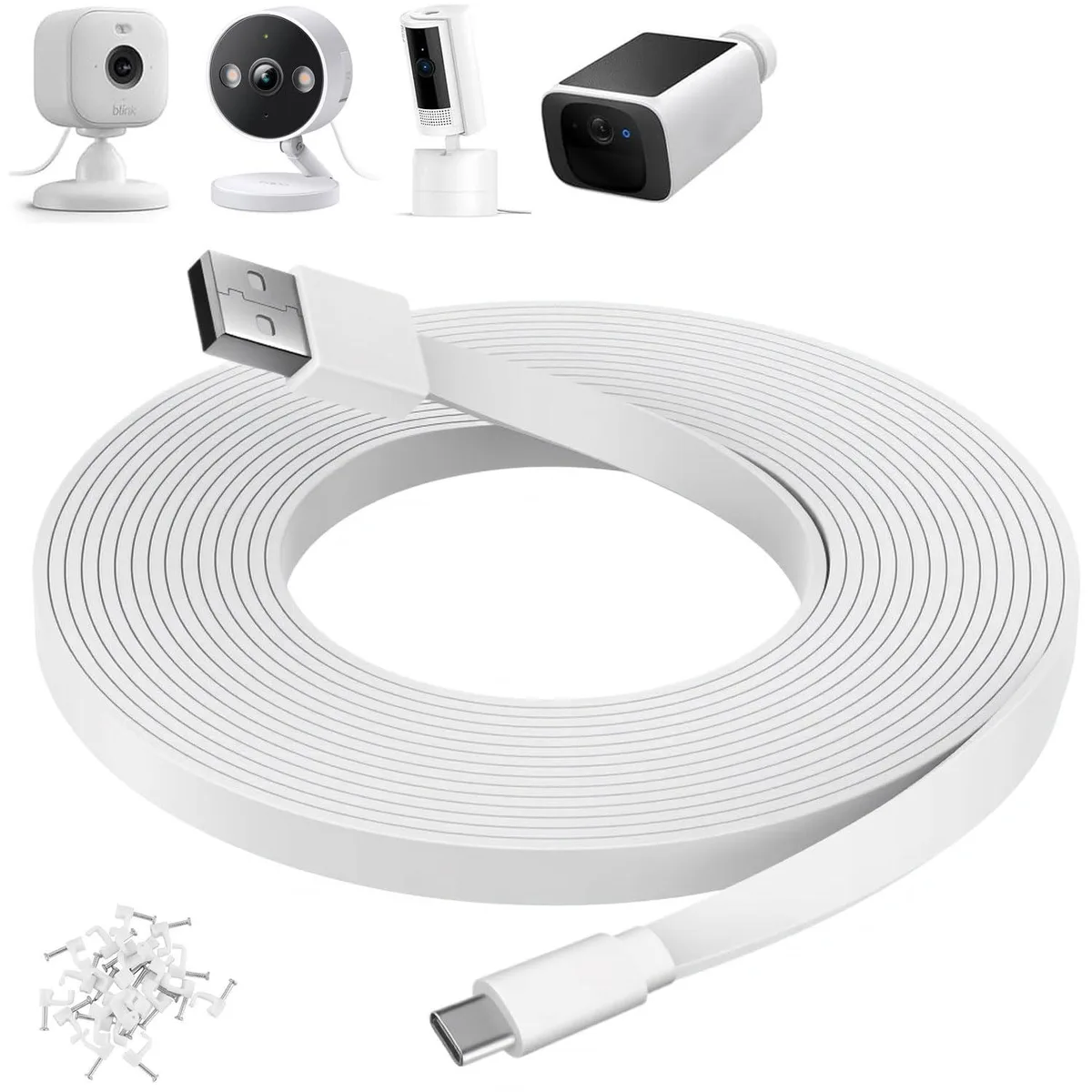  Chaflexrge USB C Power Cable 50FT 15M White Male-to-Female — product photo