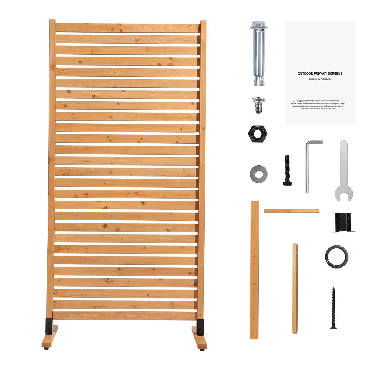 VEVOR VEVOR Wooden Privacy Screen 36 x 74 in Natural Wood — product photo