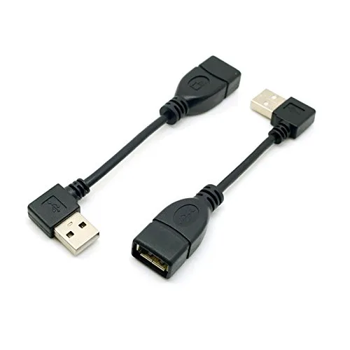 TeKit TeKit USB 2.0 A Male to Female 90° Left &amp; Right Angled Adapter Cable 10cm 2 Pack — product photo