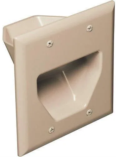 DataComm Electronics, Inc. DataComm Electronics, Inc. 45-0002-IV 2-Gang Recessed Low Voltage Cable Plate Ivory — product photo