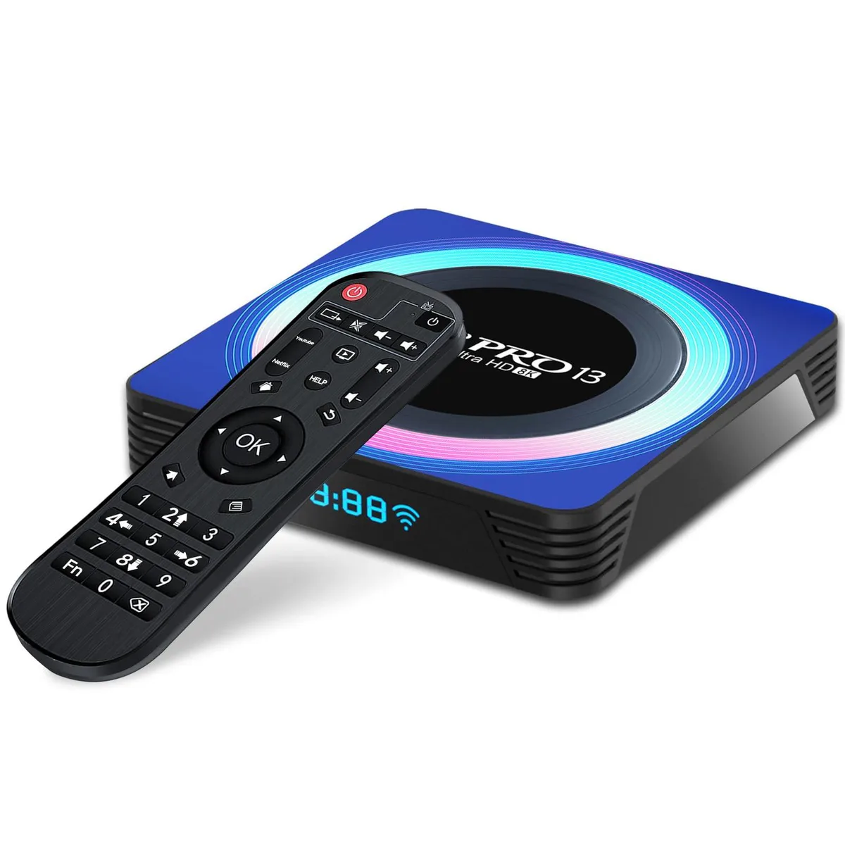  Upvivi Android 13.0 TV Box 4GB 32GB Quad-Core Wi-Fi 6 4K HDR10 network media player — product photo