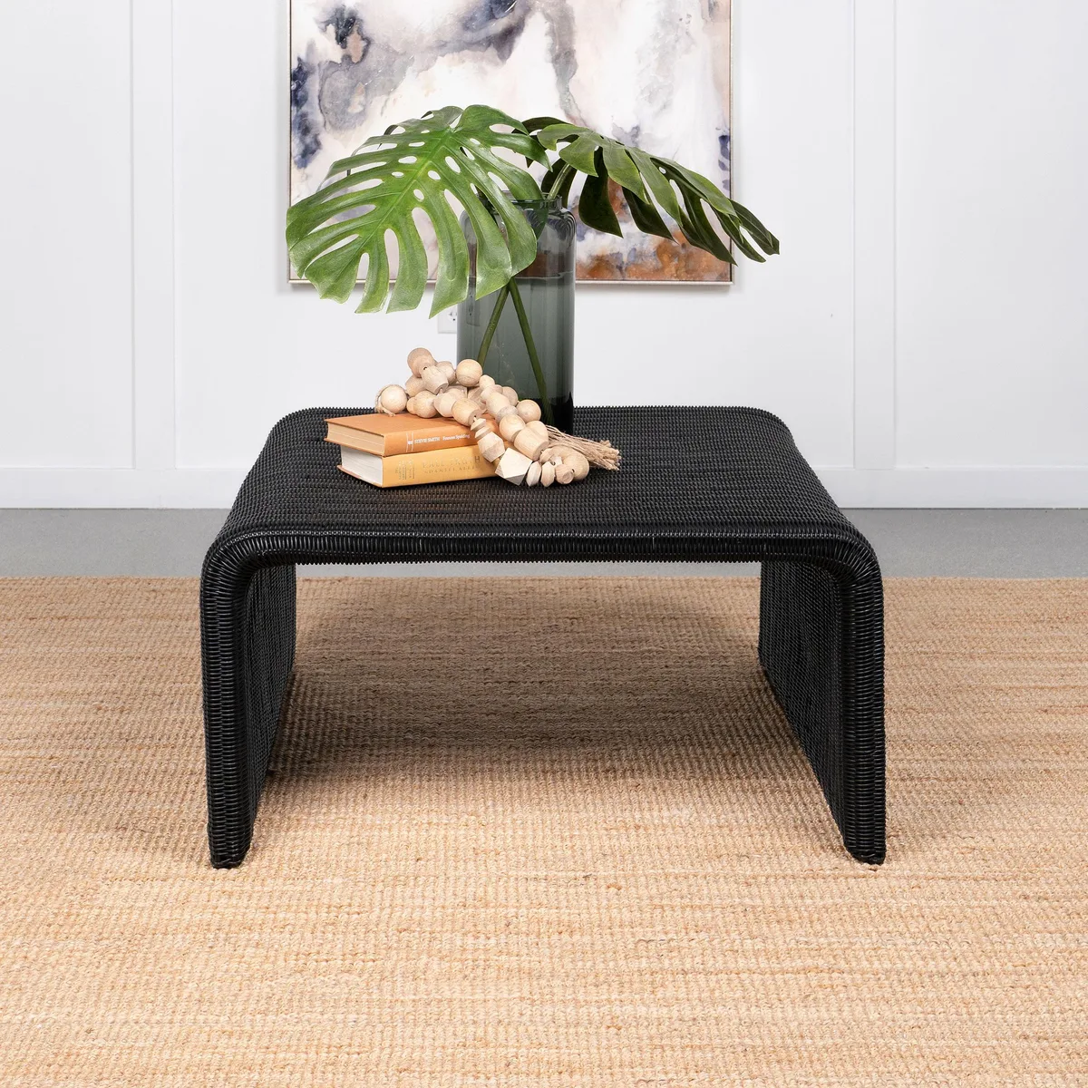 tuphen tuphen Black Woven Rattan Square Coffee Table — product photo