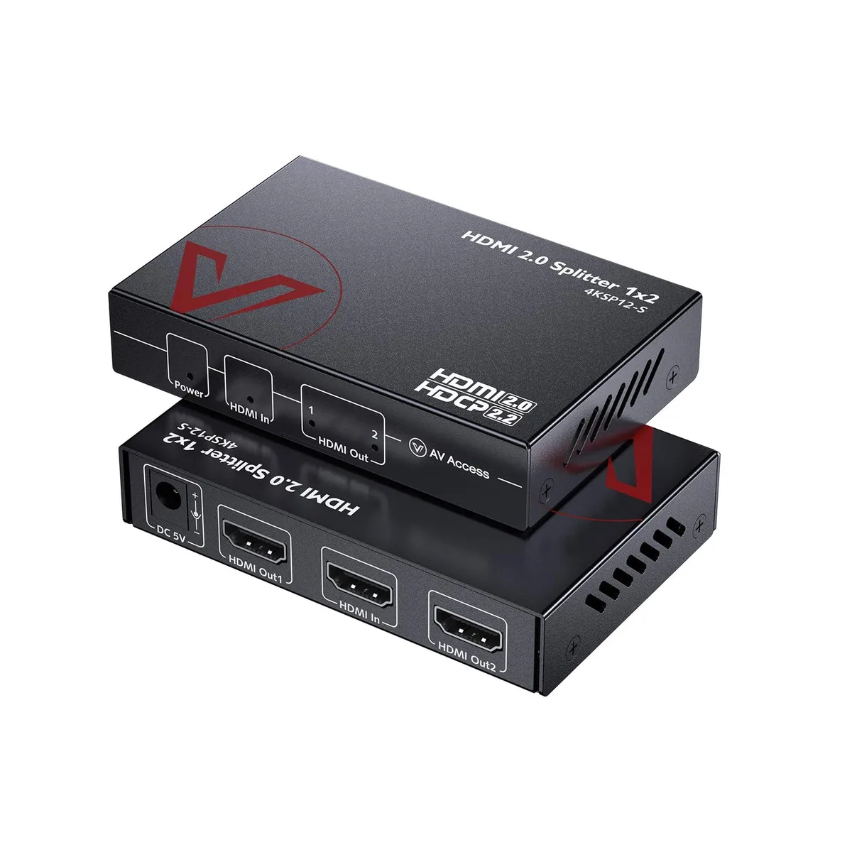 v AV Access AV Access 1×2 HDMI 2.0 Splitter 4K 60 Hz 1080p 120 Hz — product photo