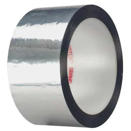 Silver polyester film tape roll, 2 inches wide, 72 yards long, matte finish
