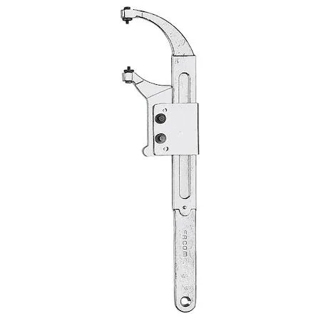 Facom FA-116.100 adjustable pin spanner wrench, alloy steel satin finish, two round pins, hook jaw