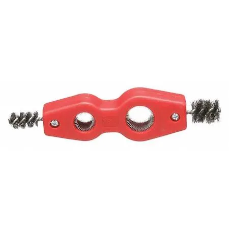 Ridgid copper pipe cleaning brush with silver carbon-steel bristles and plastic handle