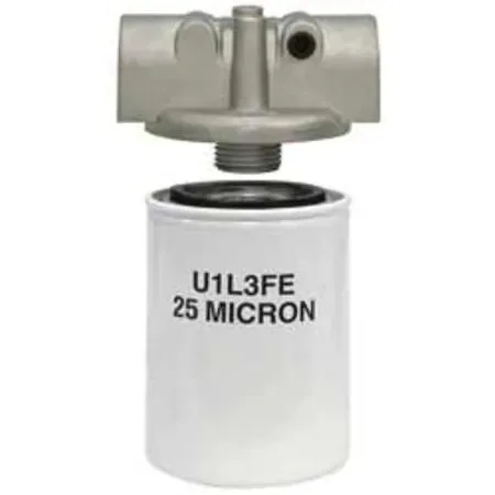 Silver aluminum spin-on hydraulic filter with 3/4 inch NPT ports