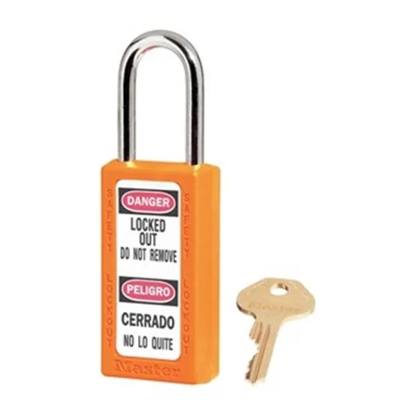 Three orange thermoplastic padlocks with hardened steel shackles