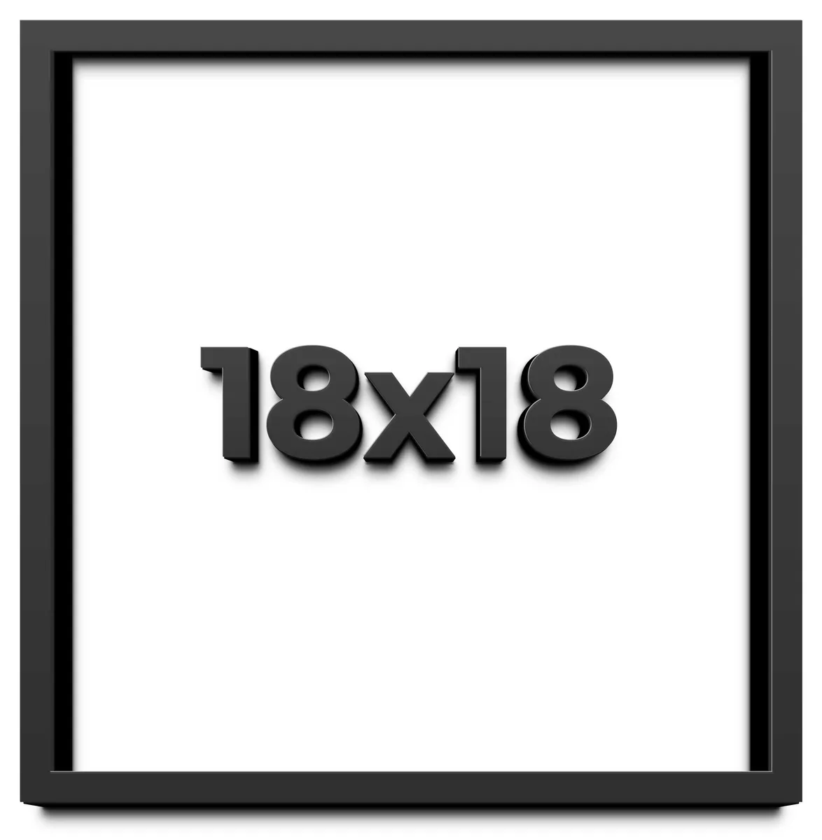 Square black wooden shadowbox frame, 18 by 18 inches, three-quarter inch deep profile