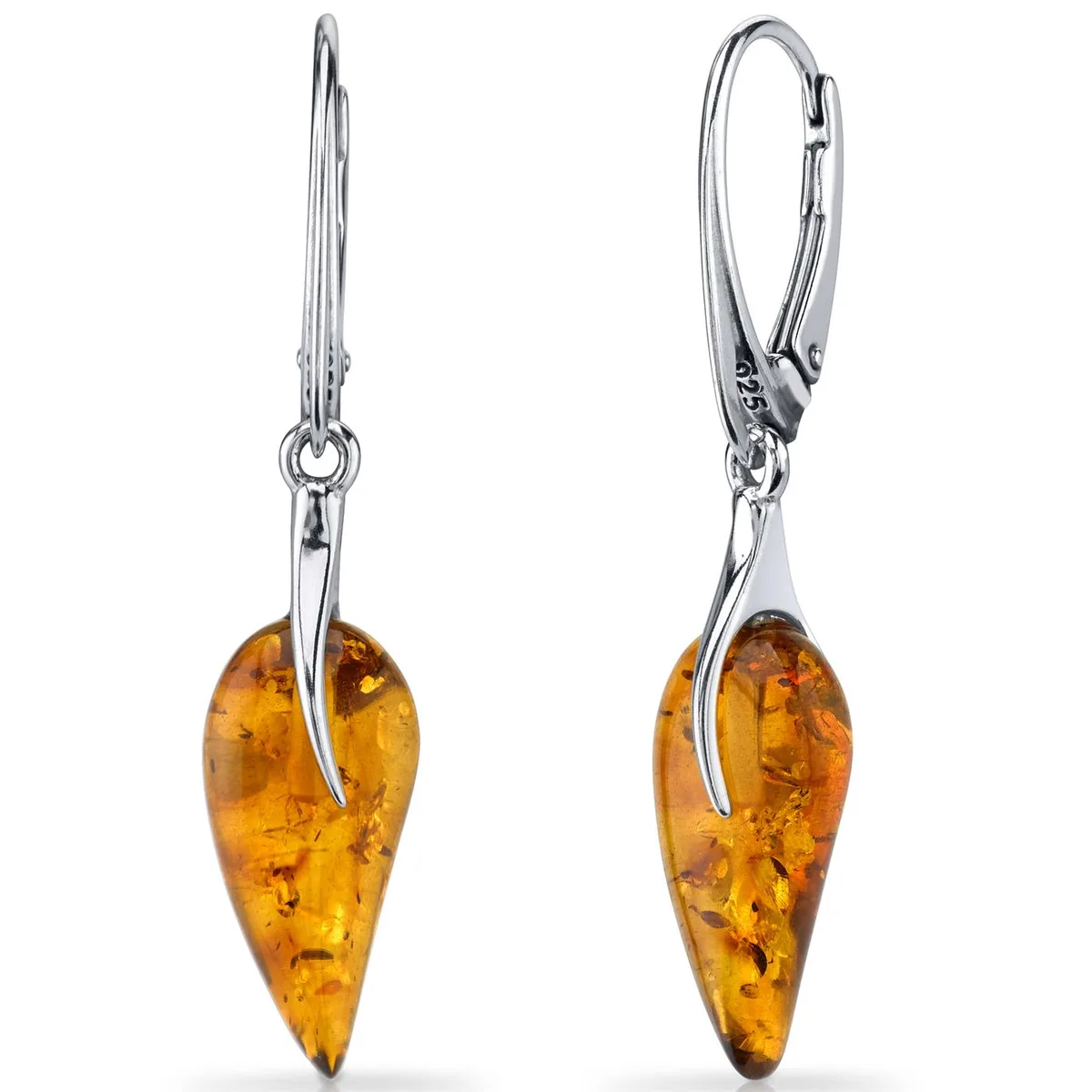 Oravo Oravo Baltic Amber French Clip Earrings Sterling Silver Cognac SE8492 — product photo