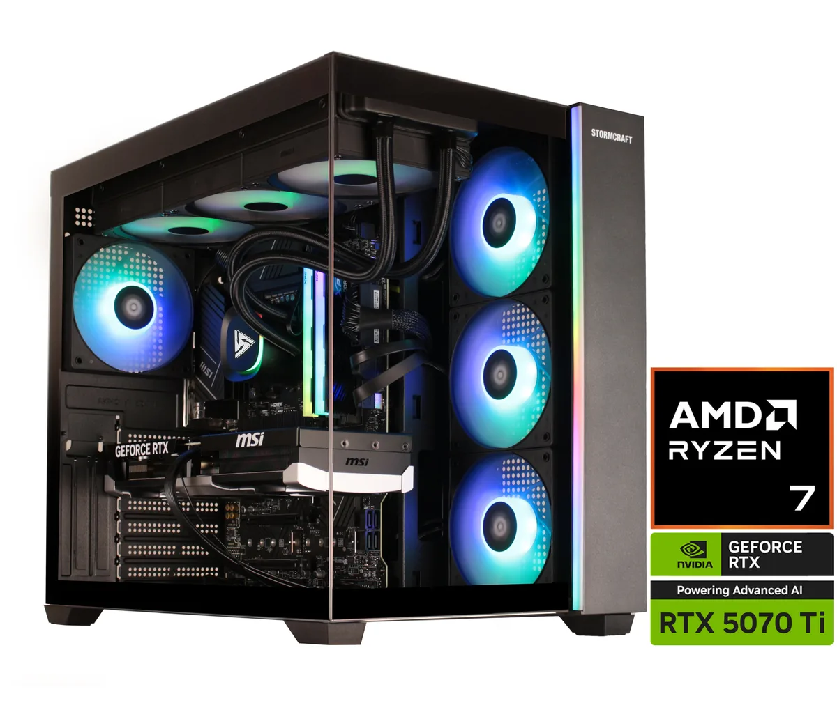 STORMCRAFT STORMCRAFT FA780XDCB-57TN1 gaming PC Ryzen 7 7800X3D RTX 5070 Ti 32GB DDR5 1TB SSD — product photo