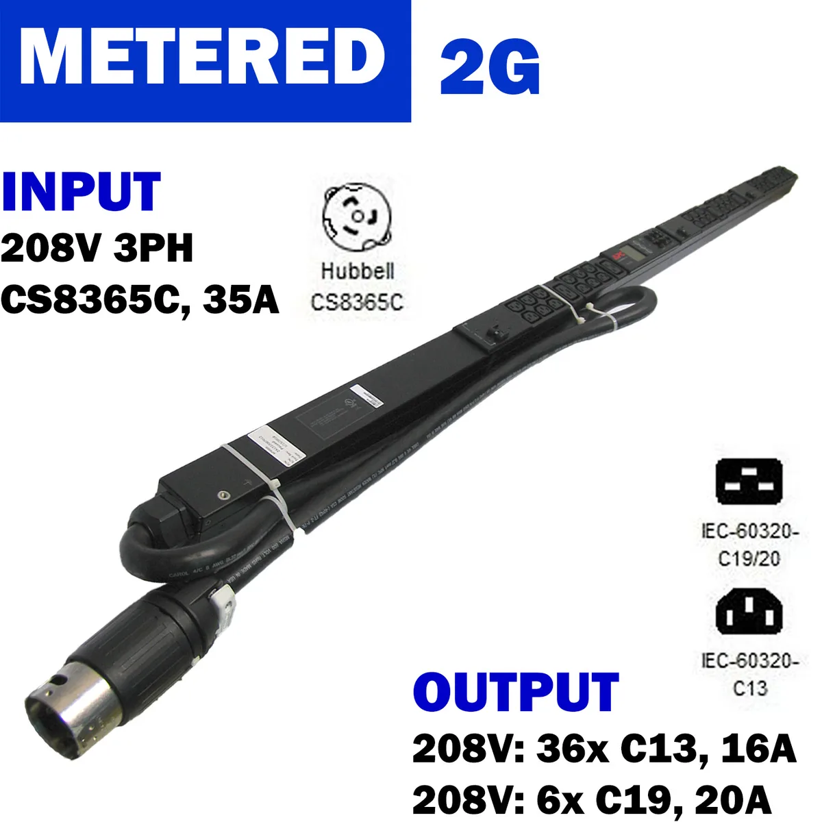 APC APC AP8868 Metered PDU 10.0kW 208V 3PH 35A CS8365 (36) C13 (6) C19 — product photo