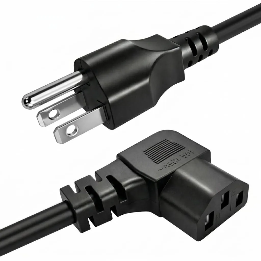  ICS 3 Prong 5ft AC Power Cord Right Angle 90 Degree Plug C13 — product photo