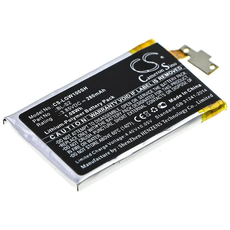 Small rectangular battery pack with connector ribbon, dark finish