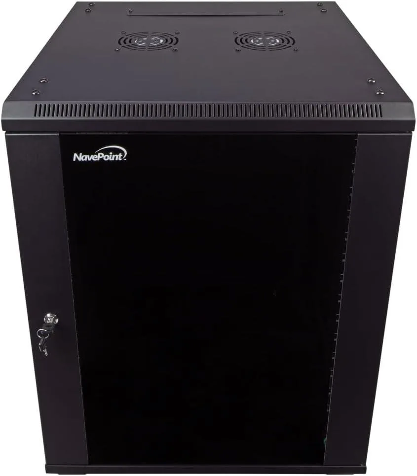 TAURKENAM TAURKENAM 15U Server Rack Wall Mount 23.6 Deep Caster Wheels 2 Fans Locking Glass Door — product photo