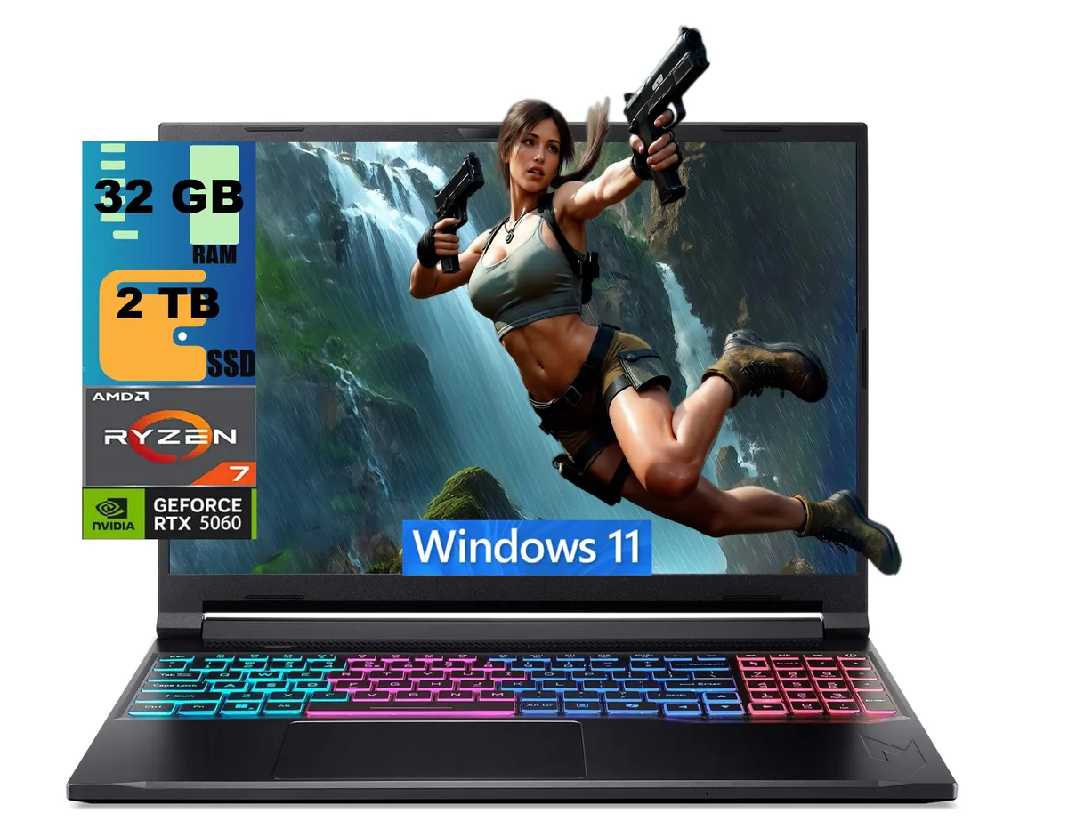 Acer America Acer Nitro 16 gaming laptop Ryzen 7 260 RTX 5060 32GB DDR5 2 TB PCIe SSD 16" WUXGA 180Hz — product photo