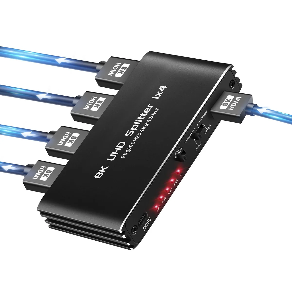 WRIARICH WRIARICH HDMI 2.1 Splitter 1×4 8K@60Hz 4K@120Hz 48Gbps HDCP 2.3 — product photo