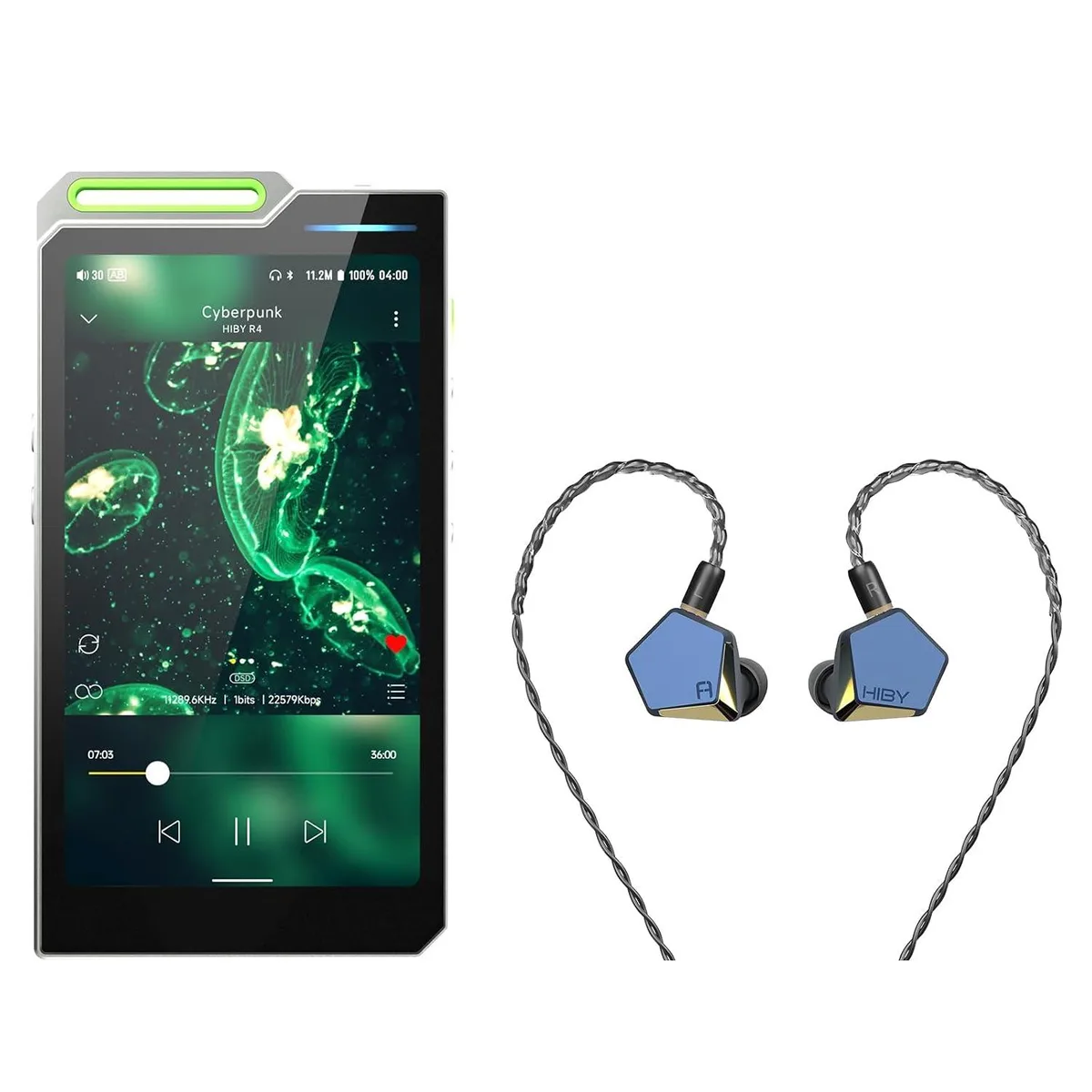 LORDWORLD LORDWORLD Hiby R4 MP3/MP4 Player & FAUDIO Project Ace IEMs Green — product photo