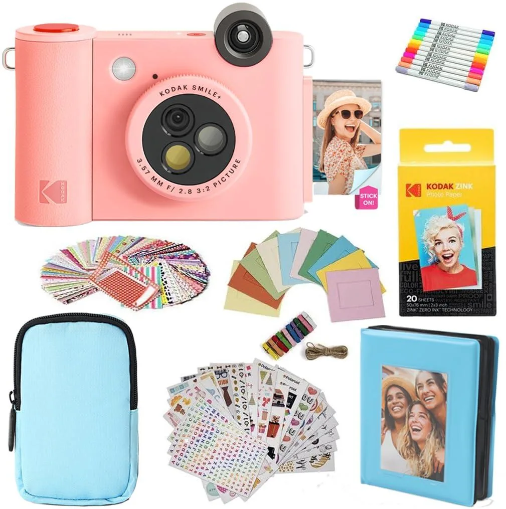 Kodak Kodak Smile+ 2-in-1 Digital Instant Print Camera & Photo Printer Gift Bundle Pink — product photo