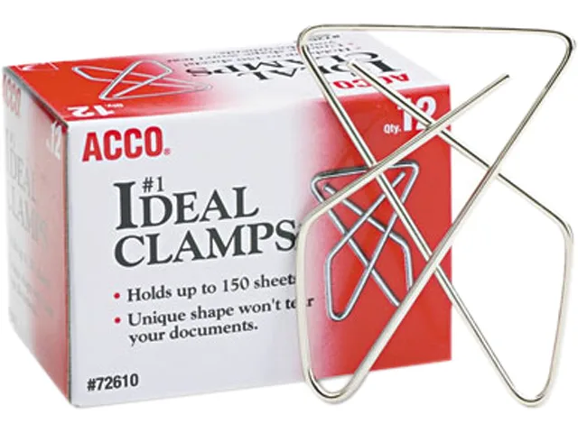 ACCO ACCO 72610 Ideal Paper Clamps Large No. 1 150 Sheet Capacity 12/Box Silver — product photo