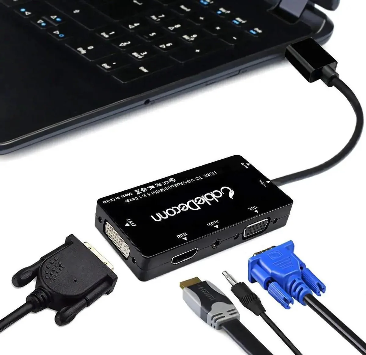 SMUGDESK SMUGDESK 4-in-1 HDMI to HDMI DVI VGA Adapter Cable Black 3.5mm Audio — product photo