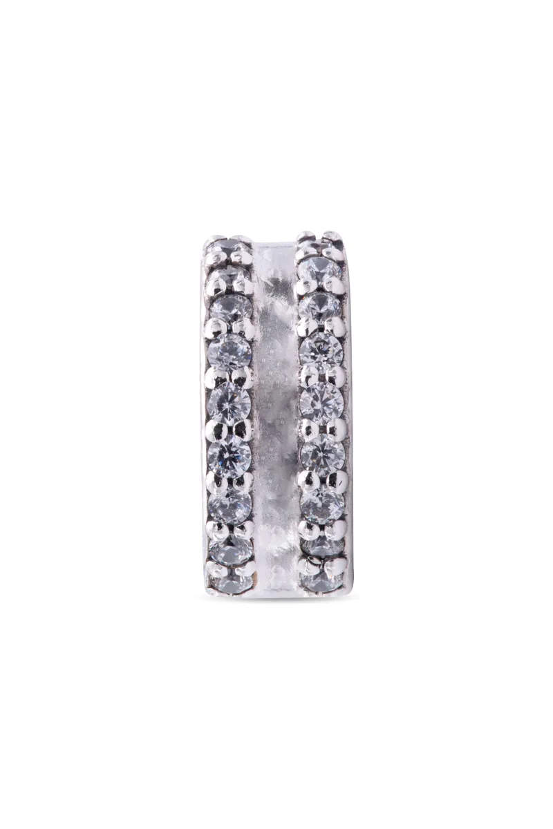 PANDORA PANDORA Double Lined Pave Clip Charm Sterling Silver Cubic Zirconia — product photo