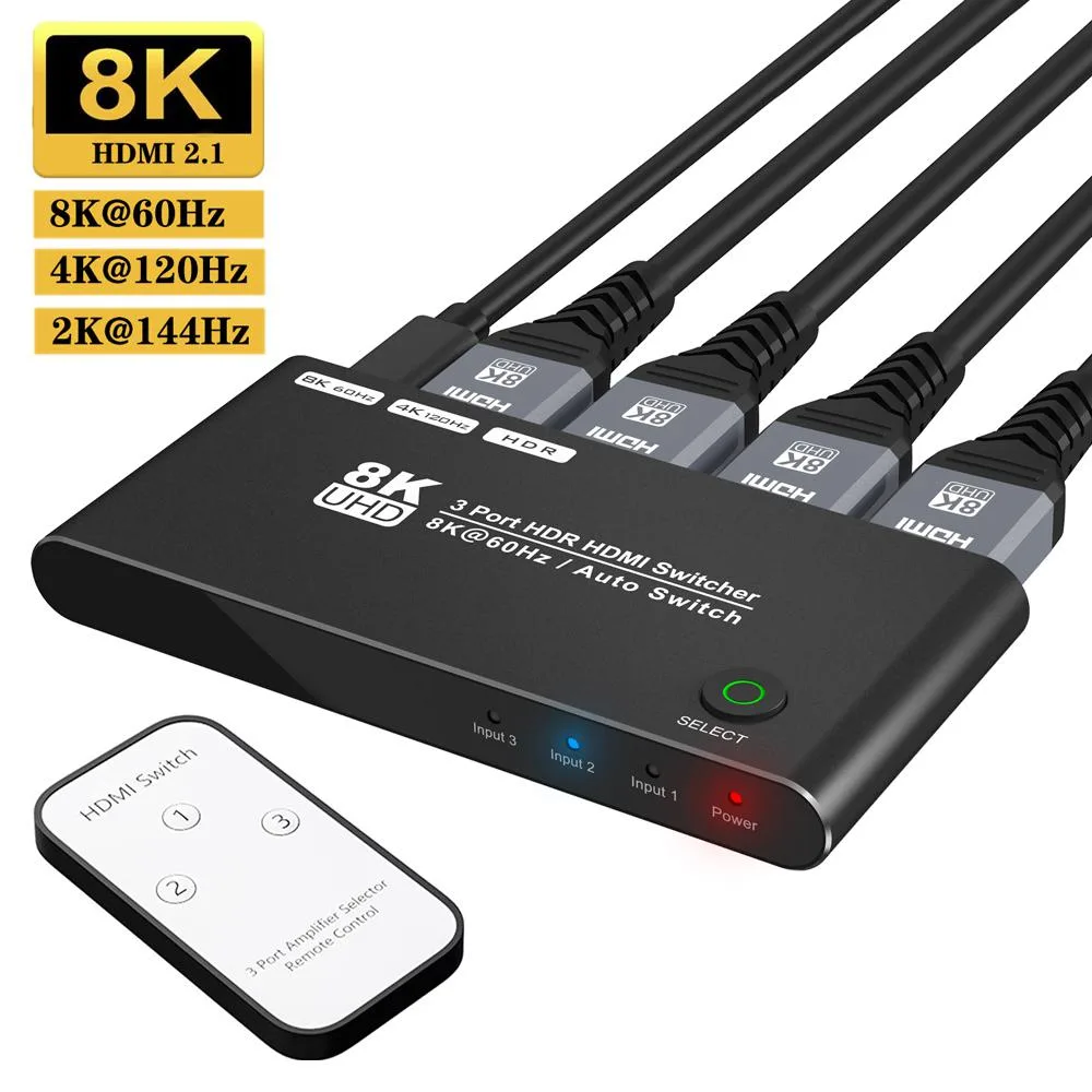 LUOM LUOM TJ-A210 3×1 HDMI 2.1 Switch 8K@60Hz 4K@120Hz 48Gbps Remote — product photo