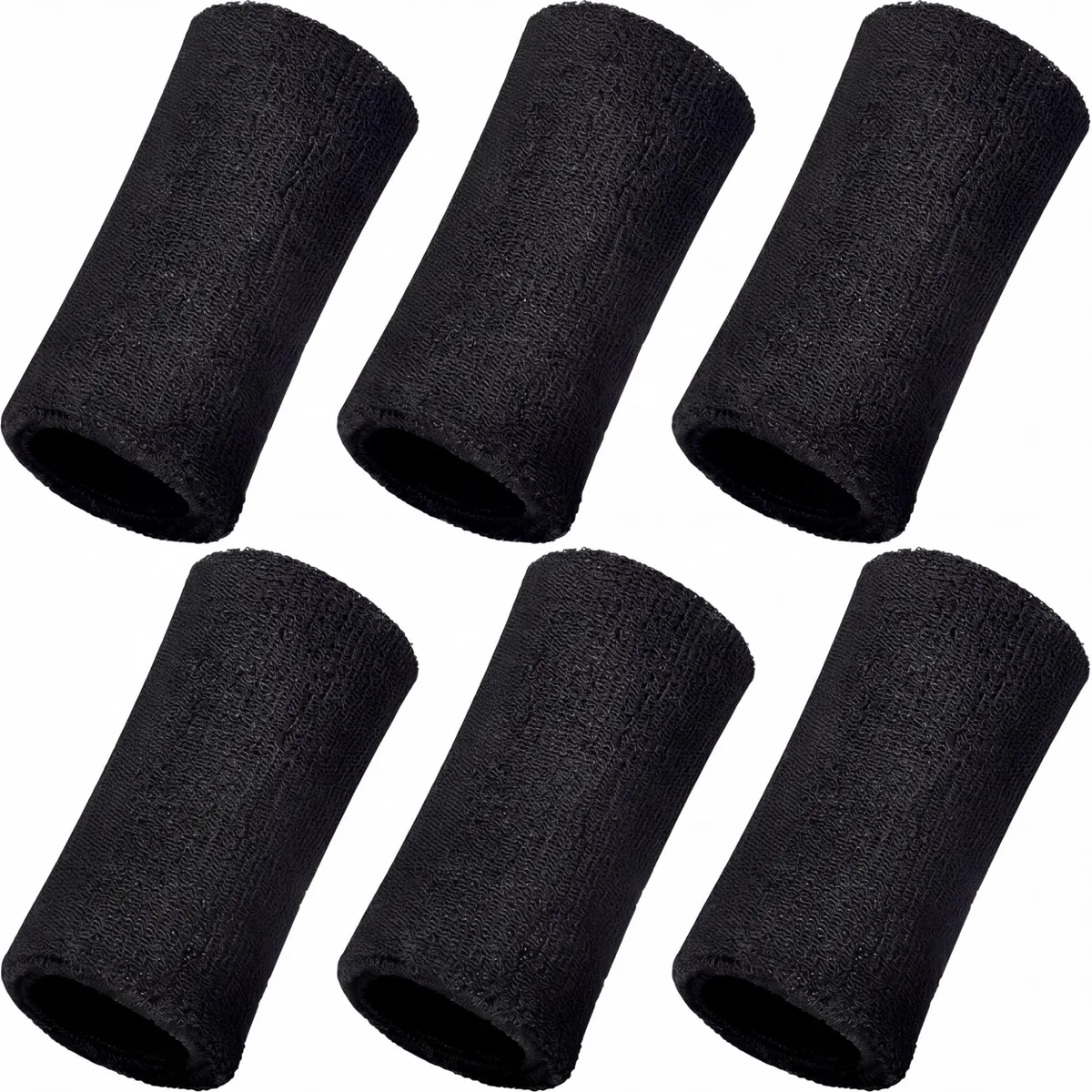  6" Wrist Sweatbands 6 Pack Black — product photo