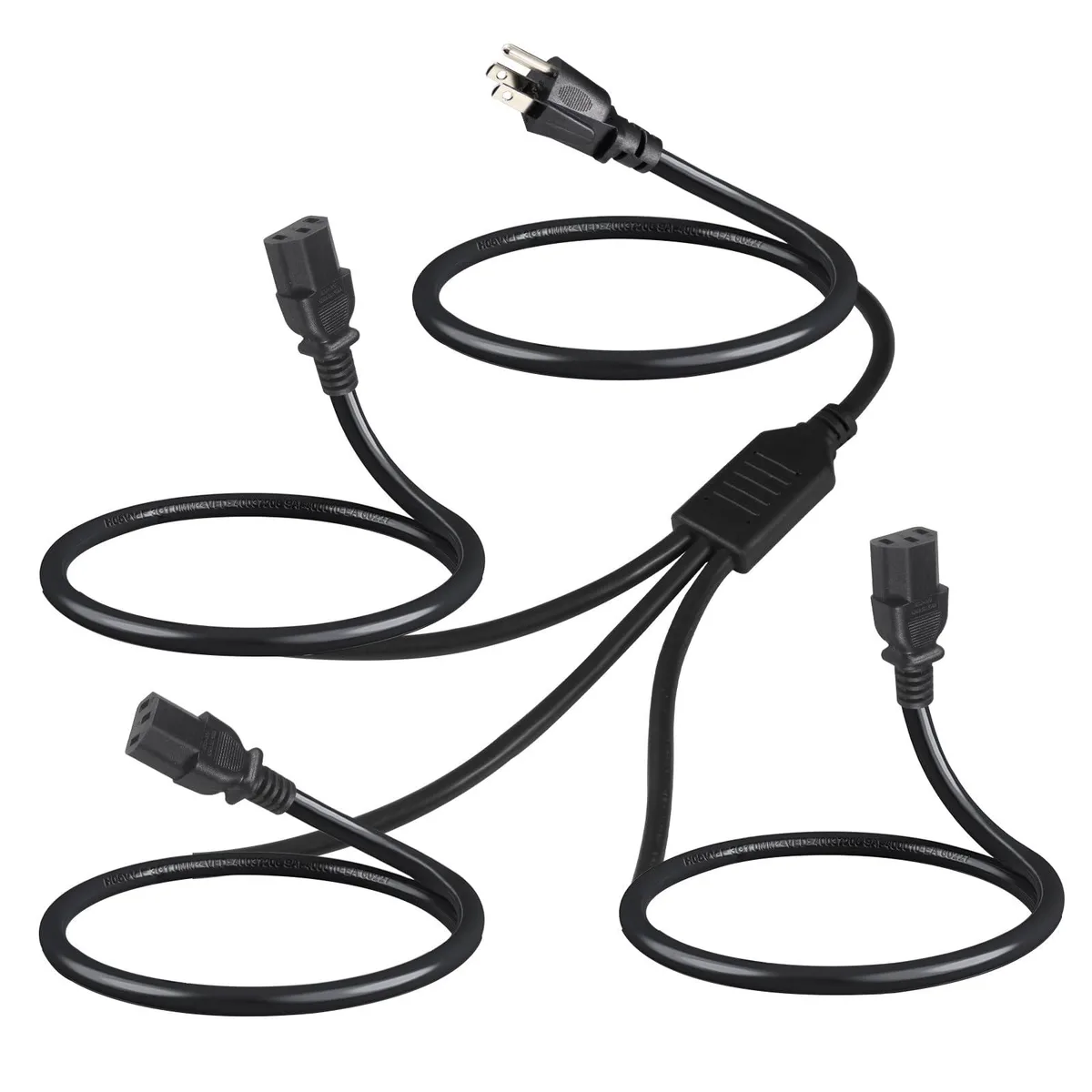 wininks QC-US-3C13 Power Splitter Cord NEMA 5-15P to 3X IEC 60320 C13 6 Feet 16 AWG 125V 13A — product photo