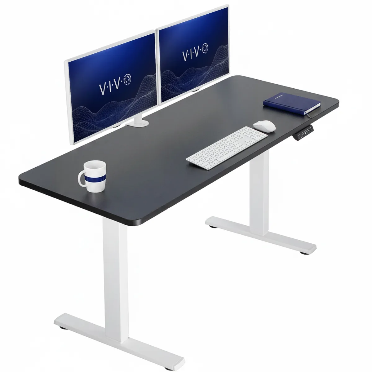 VIVO VIVO Electric 60 x 24 Standing Desk Black Top White Frame — product photo