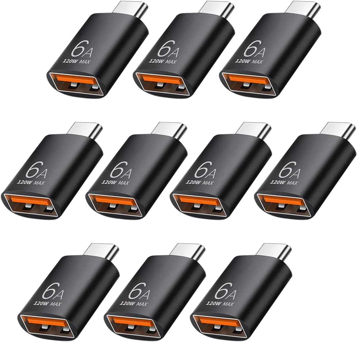 Brainwavz Brainwavz 10 Pack USB C to USB3.1 Adapter 10Gbps 120W Black — product photo