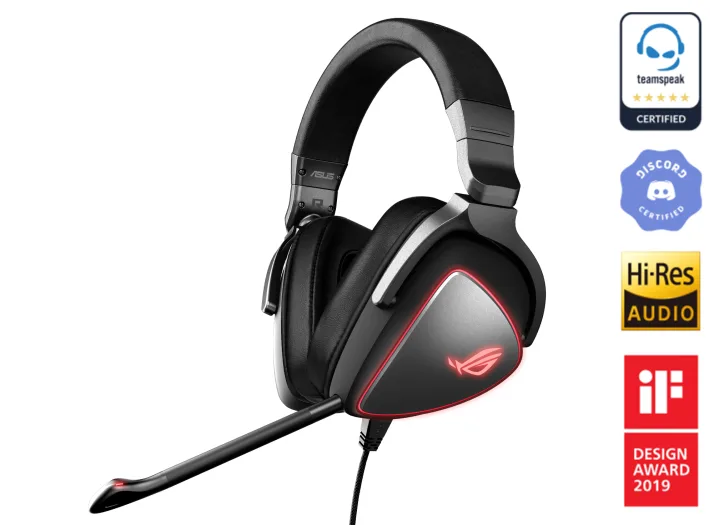 ASUS ASUS ROG Delta Origin headset, USB-C, red LED, 50mm drivers — product photo