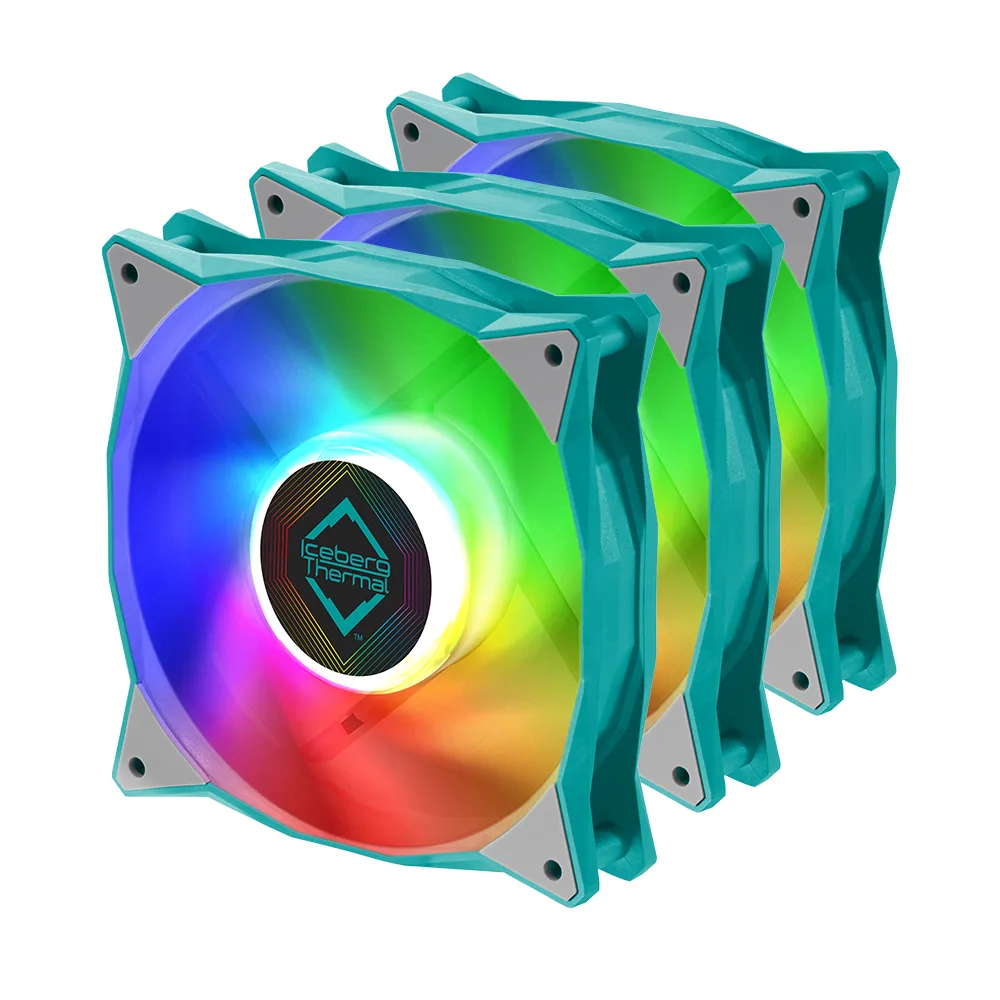 Iceberg Thermal Inc Iceberg Thermal IceGALE ARGB 120 mm case fan 3-pack Teal — product photo