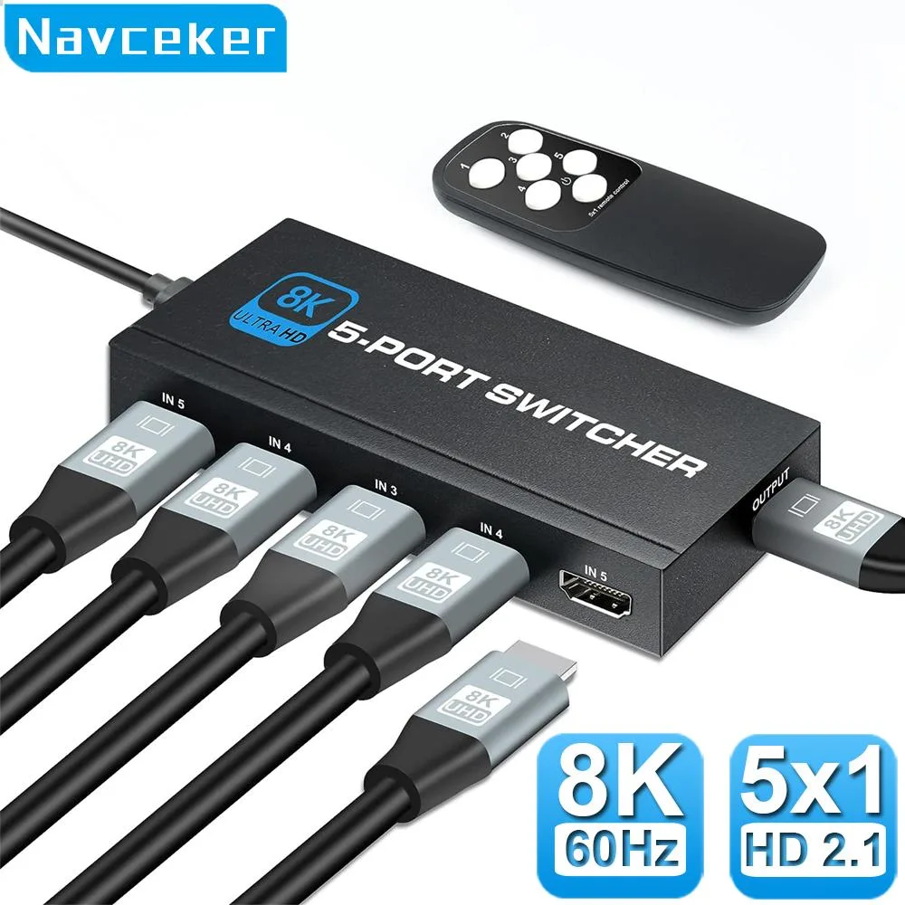 ESTONE ESTONE OZ8Q5 5-Port HDMI 2.1 Video Switch 8K 60Hz 48Gbps — product photo