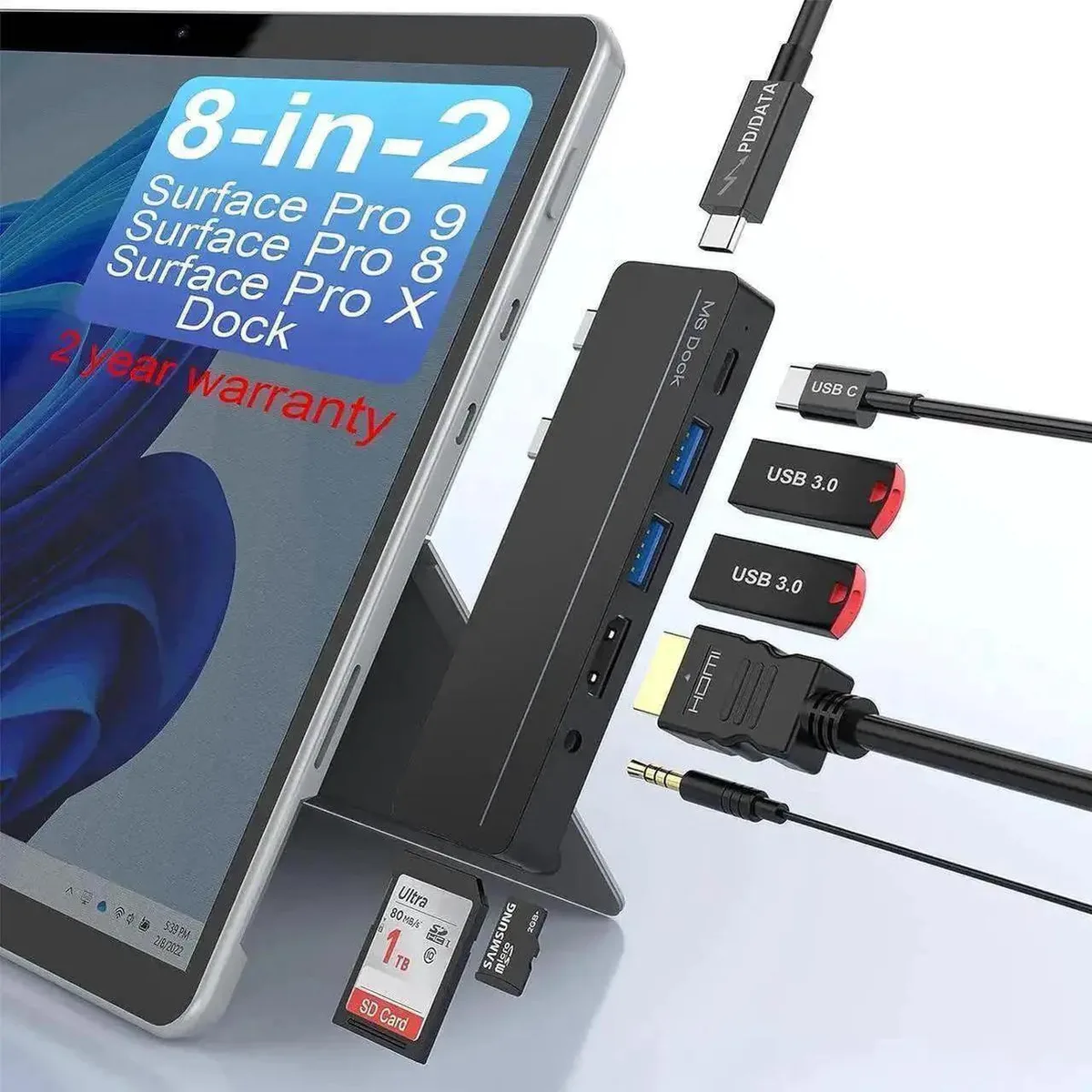 SMUGDESK SMUGDESK 8-in-2 Docking Station for Surface Pro 8 9 X — product photo