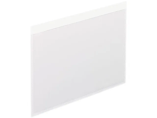 Box of 100 self-adhesive pockets with clear fronts and white backing